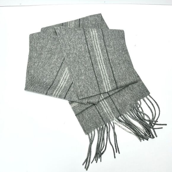 NWOT Ann Taylor Cashmere Long Gray Scarf with Fringes Unisex - Picture 6 of 9